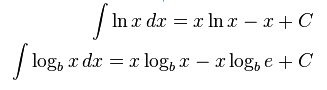 فرمول انتگرال لگاریتم ها
